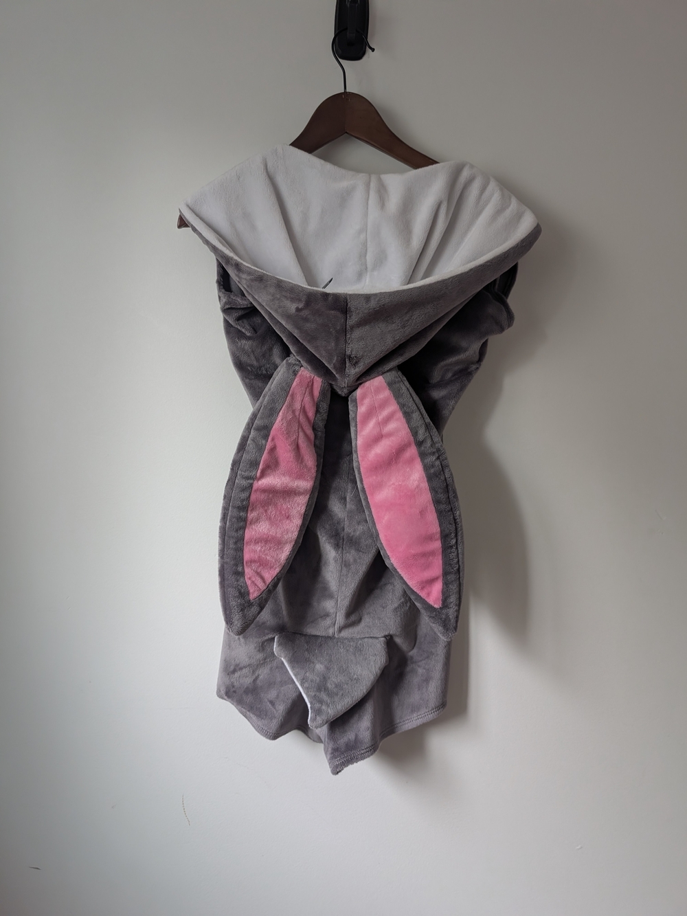 Cozy Gray Teddy Jacket with Pink Bunny Ears Hood
